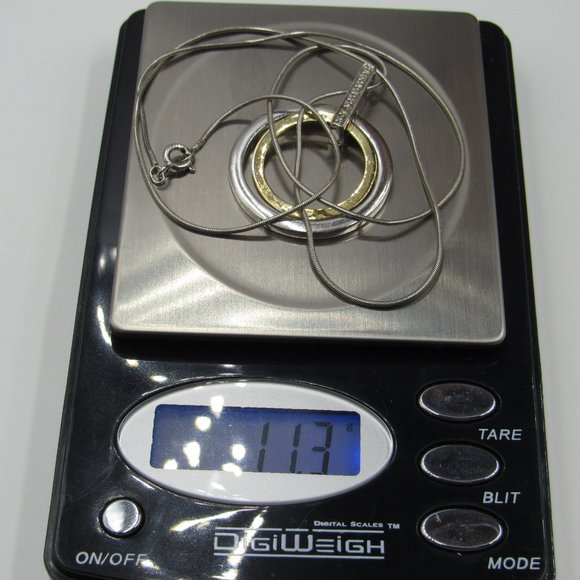 20" Sterling Rustic Diamond & 14K Gold Necklace - Picture 6 of 6